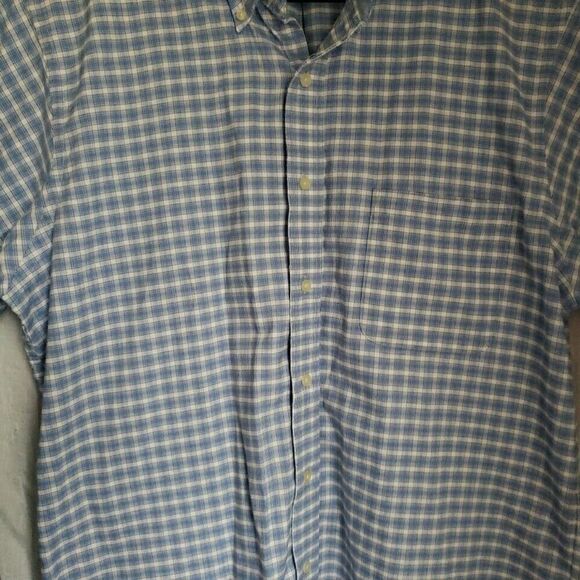 Chaps Mens Shirt Size L 16.5 Long Sleeve Button Up Blue Plaid Regular Fit Oxford - Picture 6 of 12